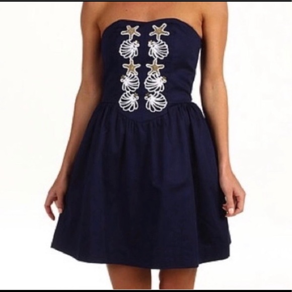EUC size 0 Navy seashell lilly dress - Picture 1 of 4